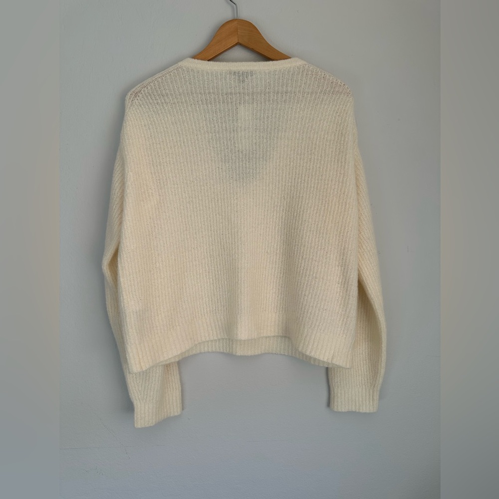 J. Crew Cashmere Ivory V-Neck Knit Sweater with Drawstring - Picture 3 of 6